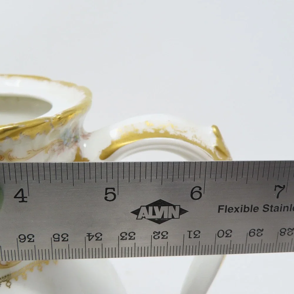 Antique Haviland Limoges France Porcelain‎ Cream Pitcher Gold Gilt Floral
